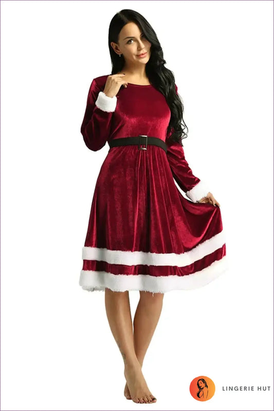 Mrs. Santa Velvet Costume Dress - Festive Glamour Unwrapped - Dresses - Lingerie Hut - Evening Wear • Formal