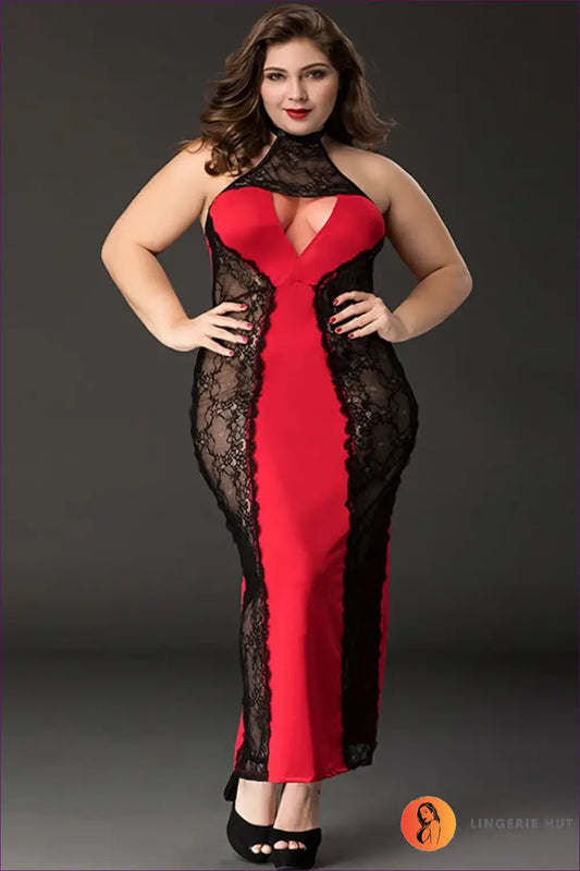 Maxi Lace Nightdress Set - Effortless Evening Glamour - Lingerie Hut - All Season • Boudoir • Cutout • Halter