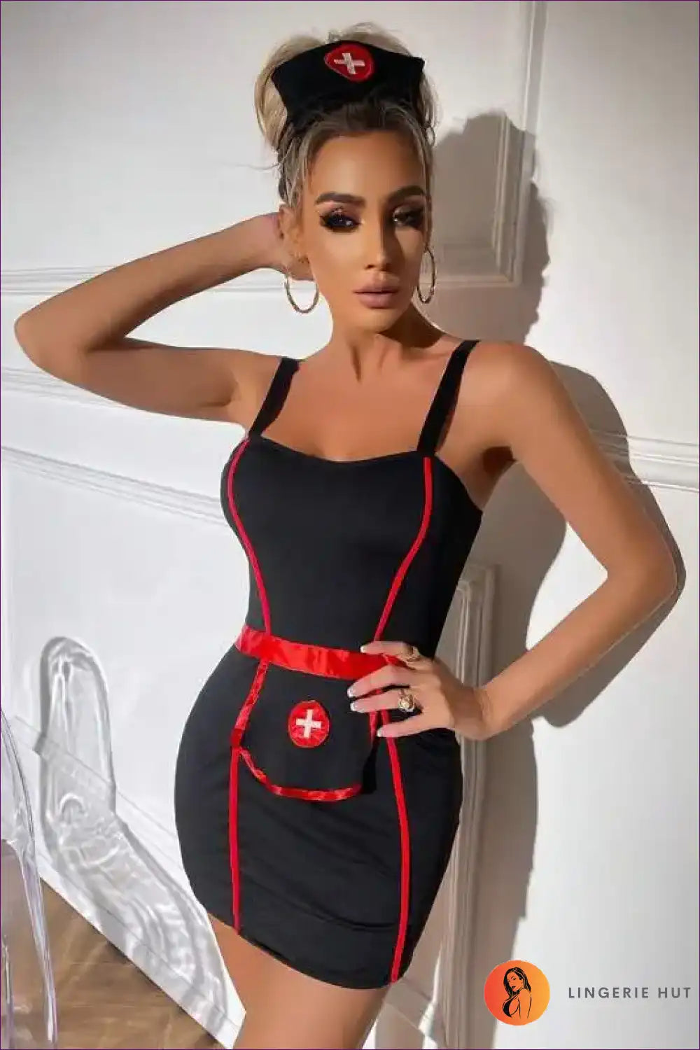 Nurse Costume with Corset Detail and Hip Skirt - Bold Statement Fun for Bodycon, Clubwear, Corset, Costume,