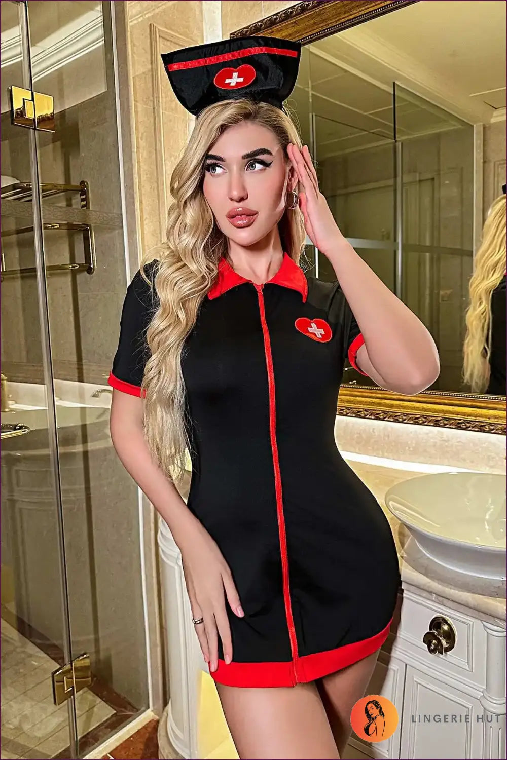 Nurse Costume Mini Dress - Fantasy Roleplay Ready - Costumes - Lingerie Hut - All Season • Clubwear • Honeymoon