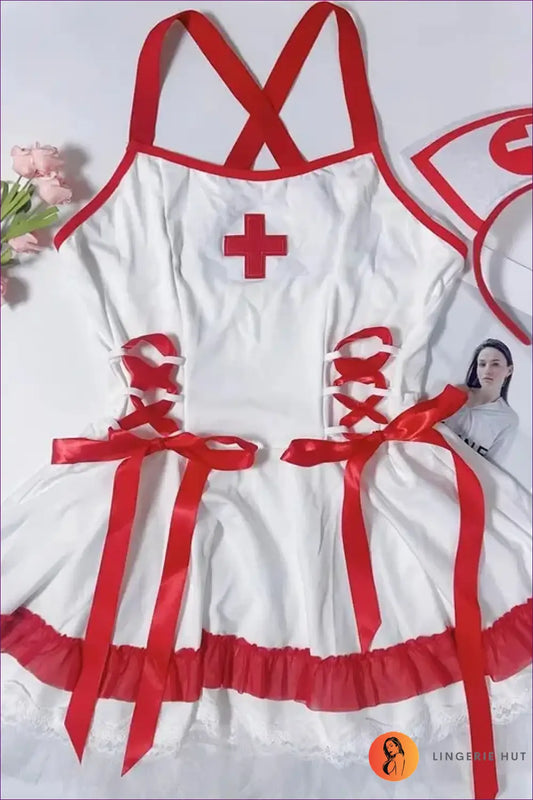 Nurse Costume Set with Corset Sides - Bold Confidence Vibes - Lingerie Hut - Boudoir • Dress • Lace