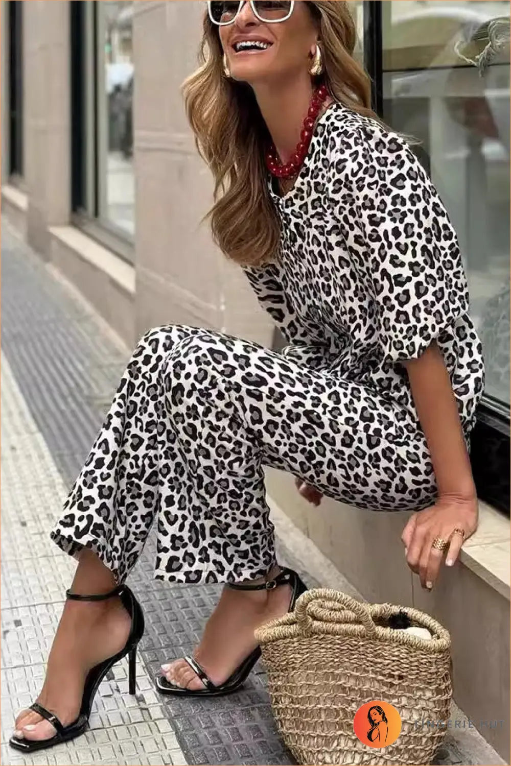 Co Ord with Leopard Print Pattern - Playful Statement Energy - Animal • Autumn • Casual • Clothing • Lingerie Hut