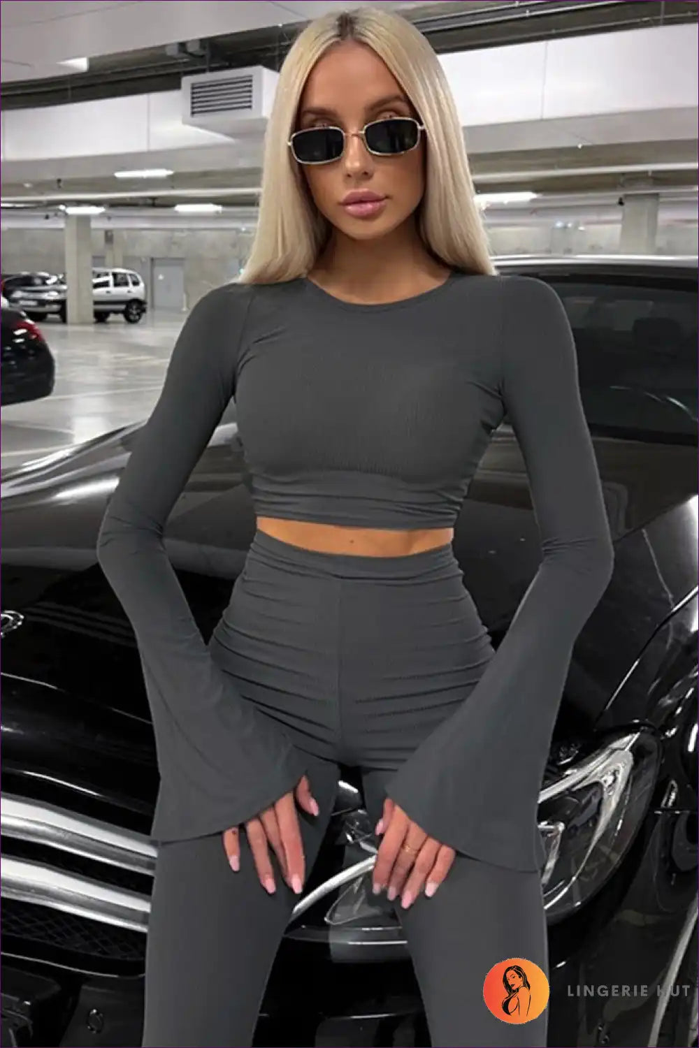 Co-ord Set with Flare Trousers - Seventies Revival for All Season, Casual, co Ord, Crop, Evening Wear