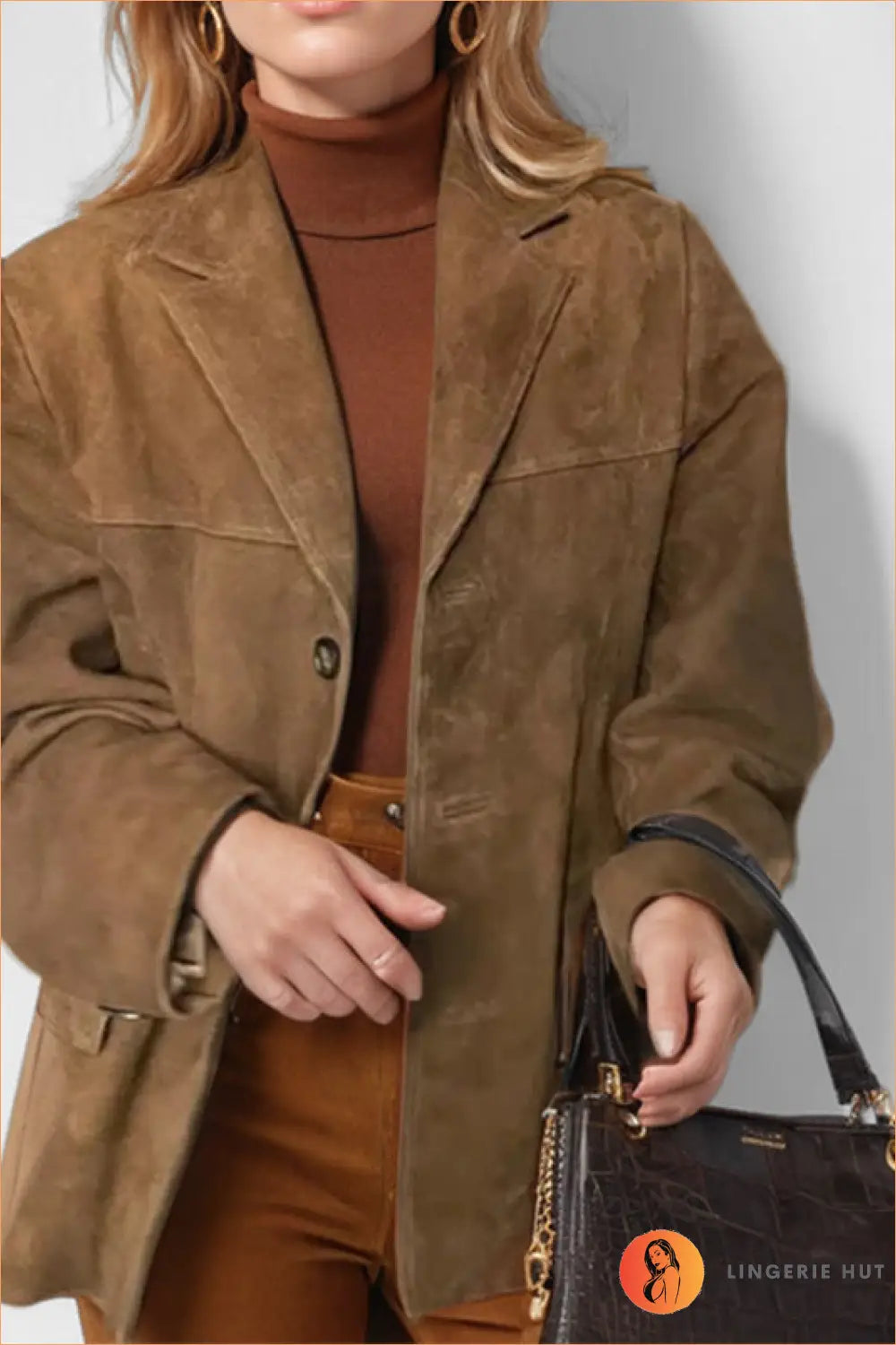 Oversized Suede Jacket - Bodysuit - All Season • Autumn • Casual • Evening Wear • Everyday - Lingerie Hut