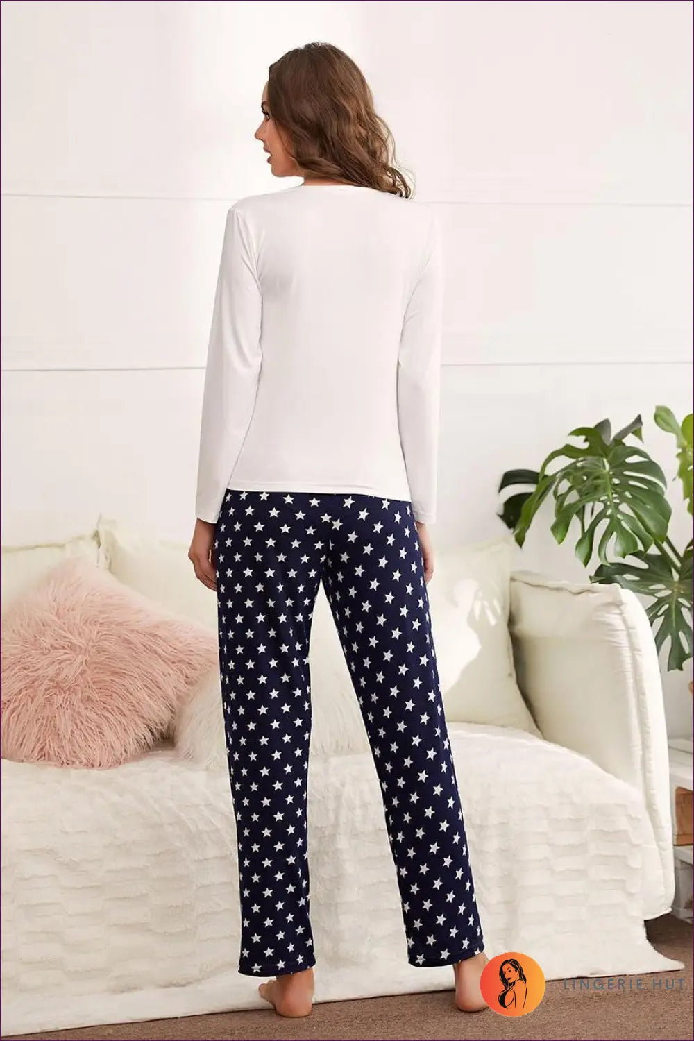 Star Print Pyjama Set - Playful Comfort for Cosy Evenings - Lingerie Hut - All Season • Casual • Cotton • Everyday
