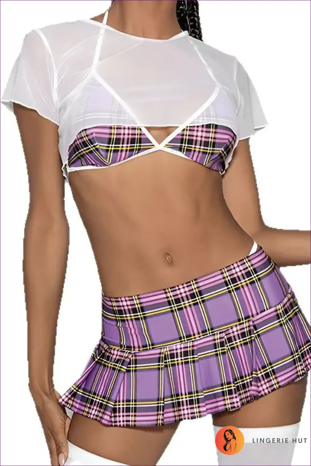 Plaid Student Costume co Ord Set - Playful After-dark Energy - 01 / one Size - Lingerie Hut - Blouse • Casual • Crop