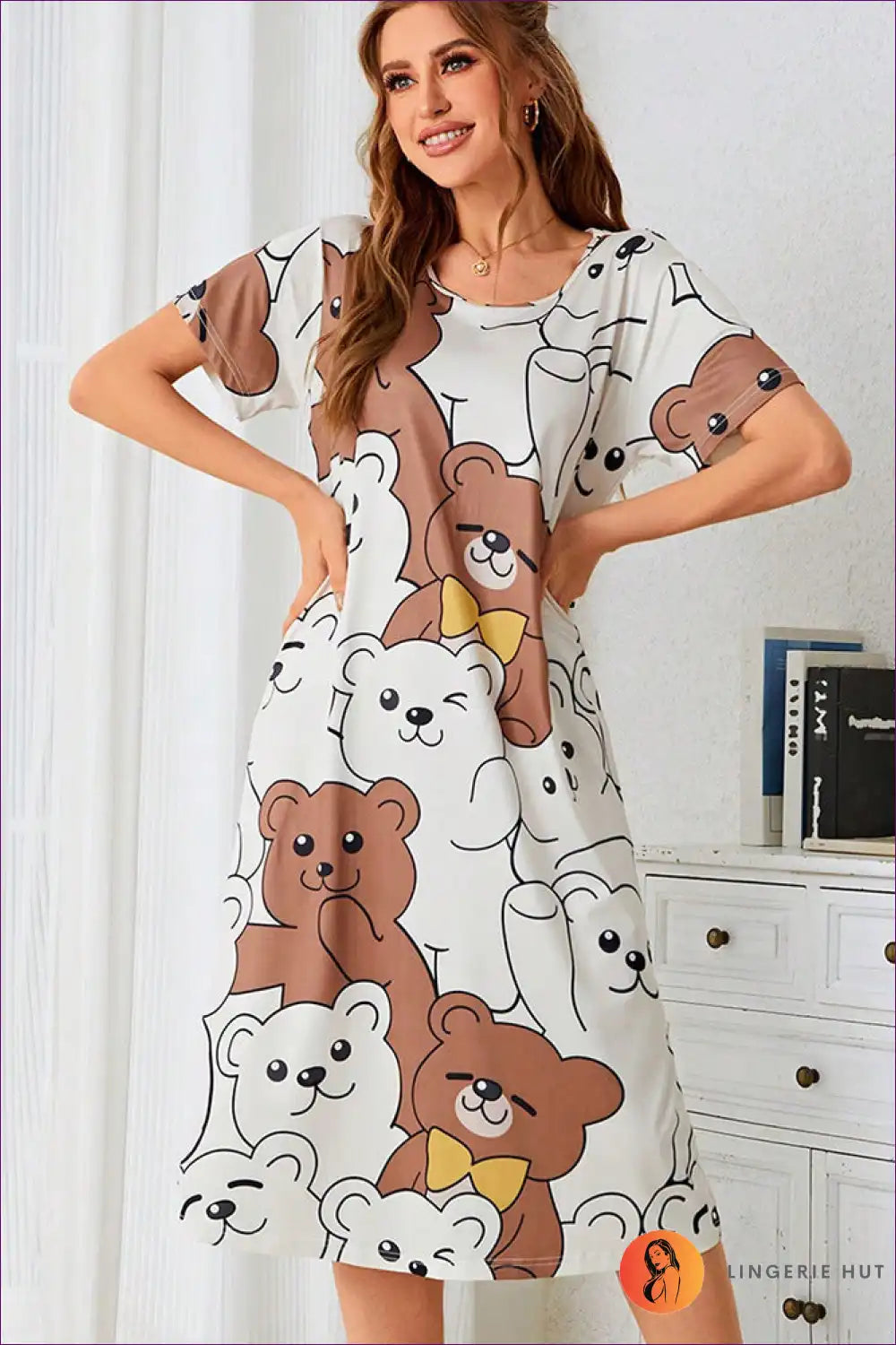 Playful Teddy Bear Nightdress - Cute Comfort