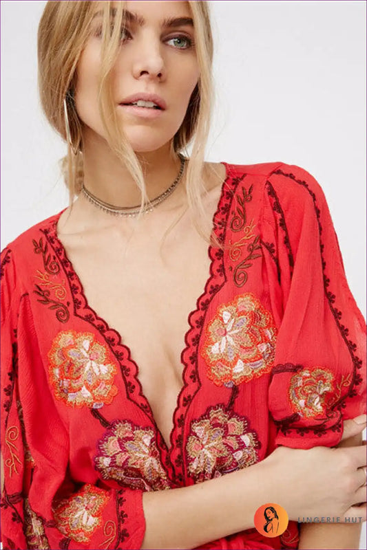 Playsuit with Embroidered Detail - Bohemian Romance