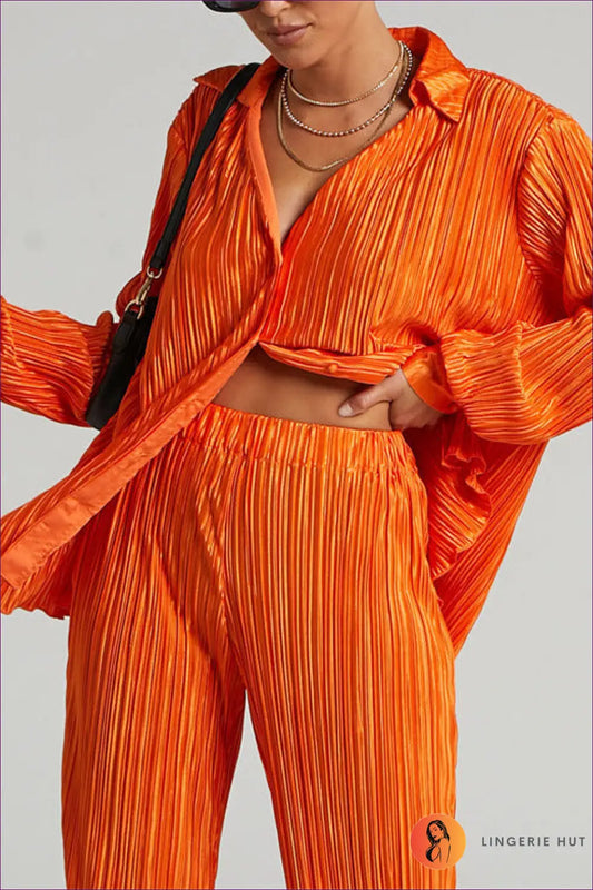 Pleated Set with Metallic Finish - Evening Glamour - co Ord - Lingerie Hut - All Season • Evening Wear • Formal