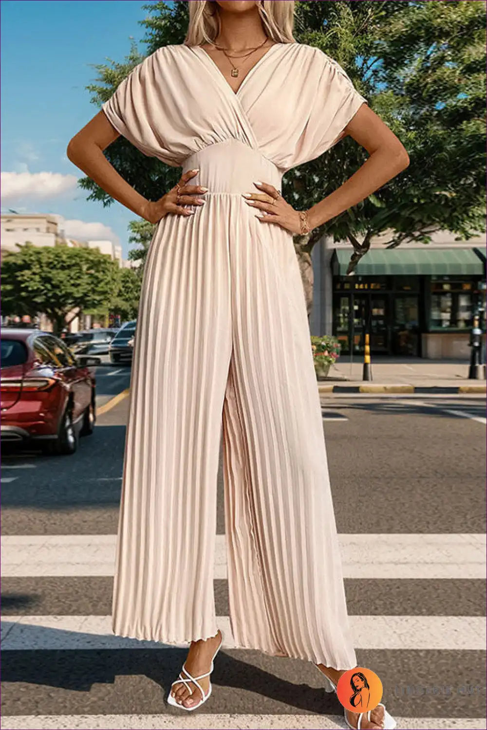 Pleated Summer Jumpsuit - Youthful And Elegant For x