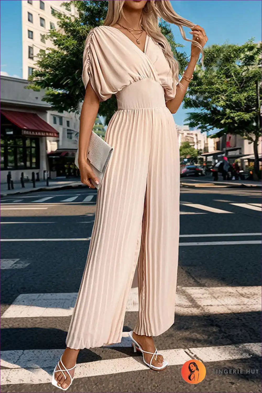 Pleated Summer Jumpsuit - Youthful And Elegant For x