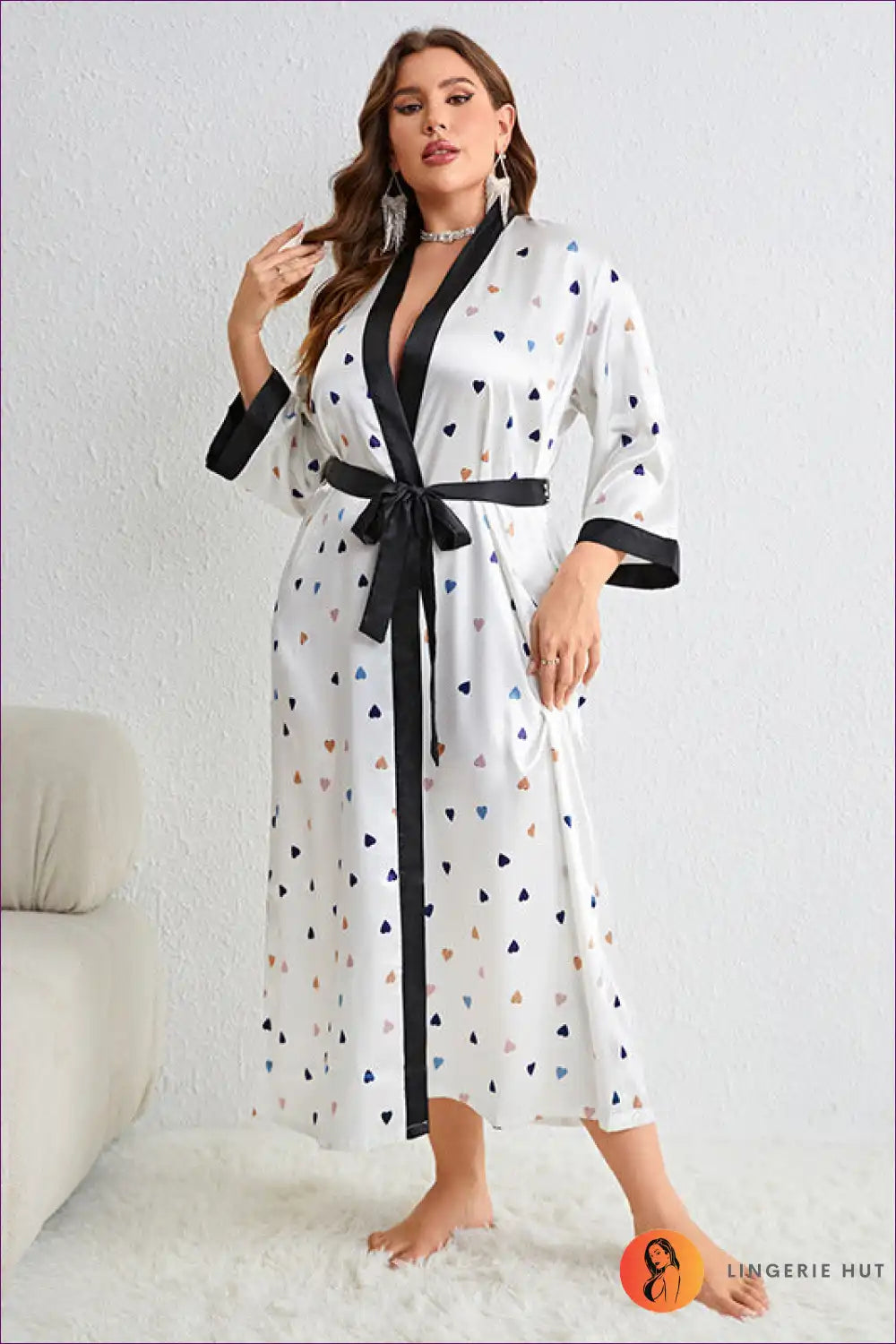 Elevate Your Loungewear With Lingerie Hut’s Plus Size Cartoon Printed Lace Up Nightgown. Designed For Comfort