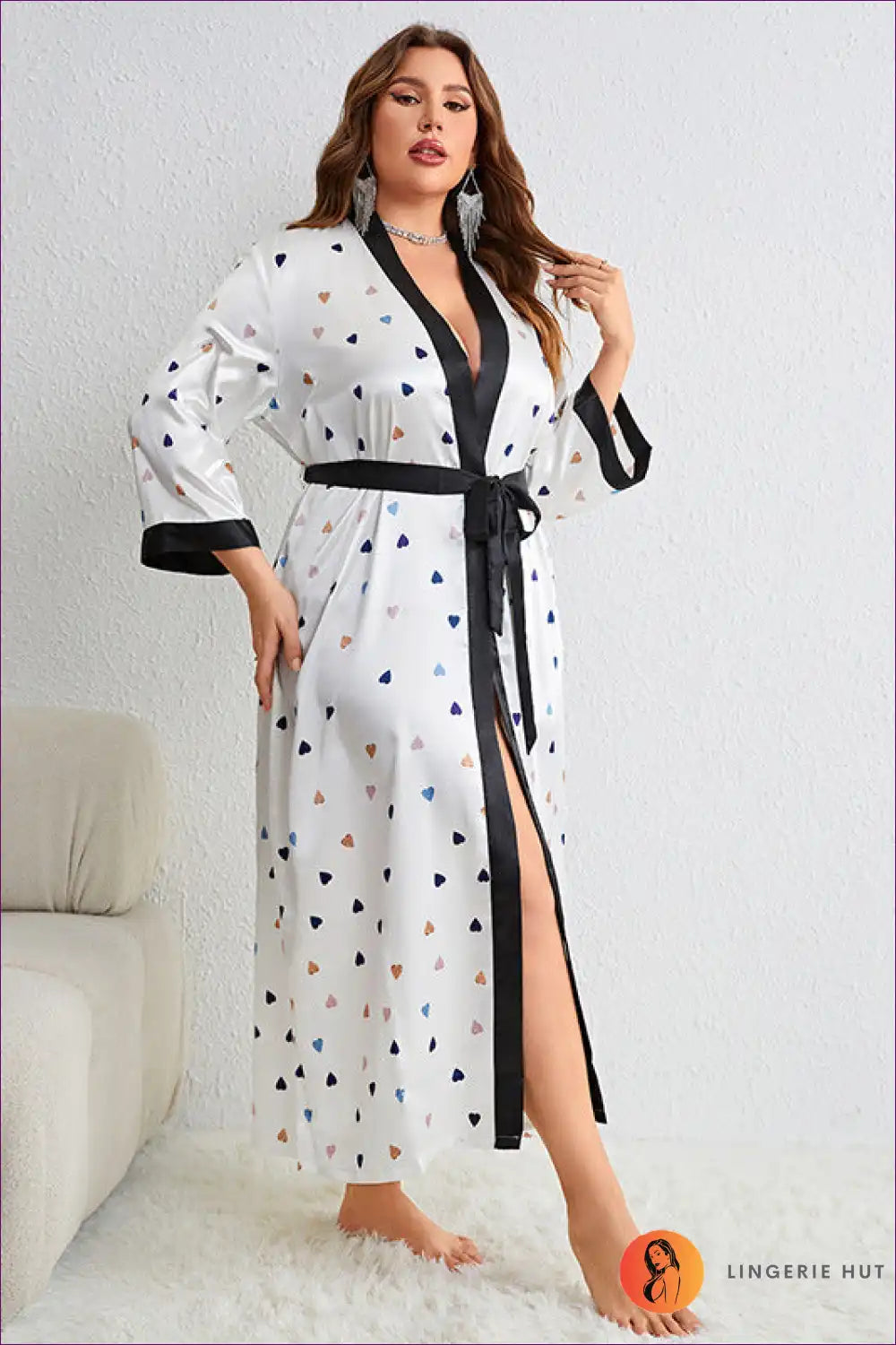 Elevate Your Loungewear With Lingerie Hut’s Plus Size Cartoon Printed Lace Up Nightgown. Designed For Comfort