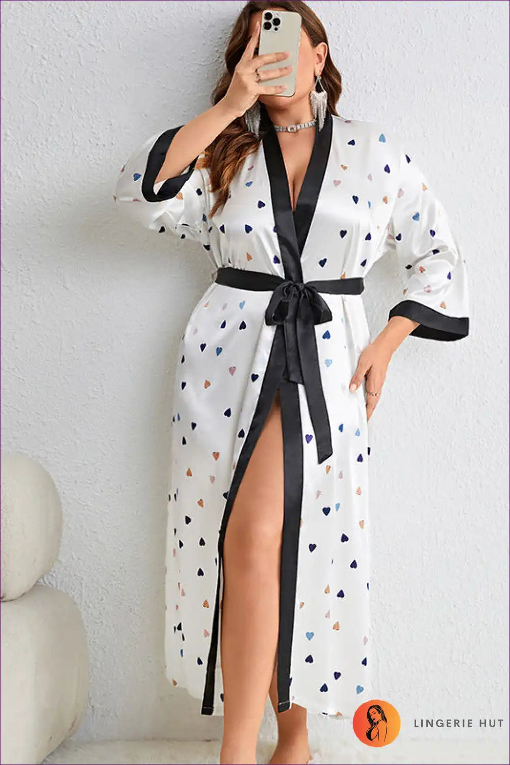 Elevate Your Loungewear With Lingerie Hut’s Plus Size Cartoon Printed Lace Up Nightgown. Designed For Comfort