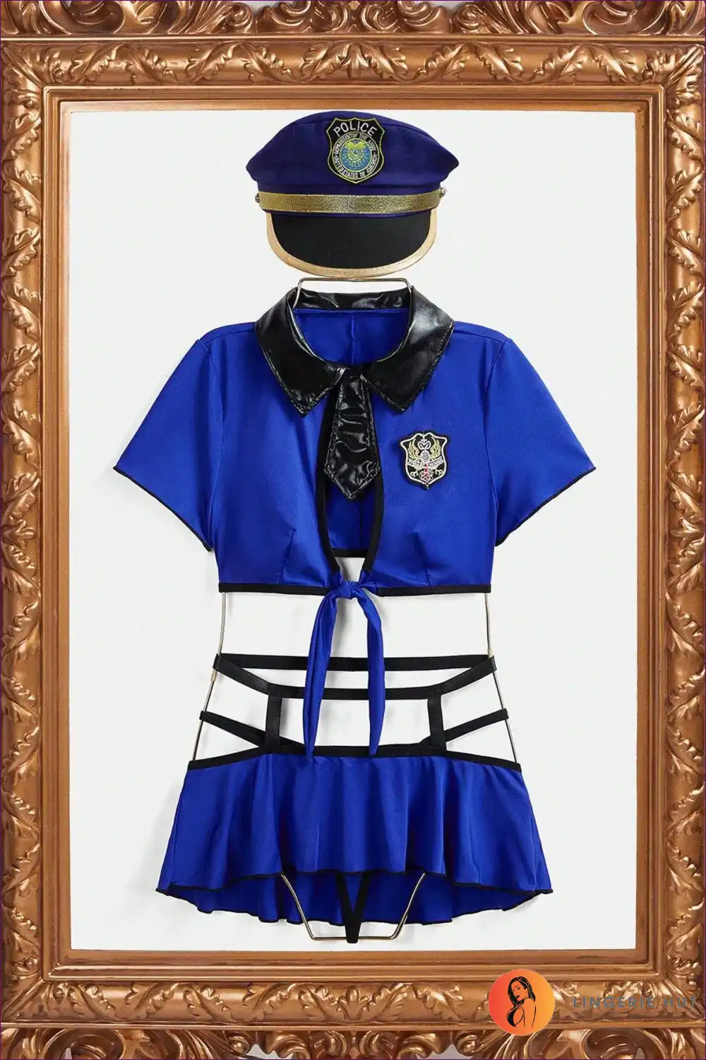 Police Costume Set with Tie Front Top and Mini Skirt - Festival Fun for Clubwear, Costume, Crop, just In,