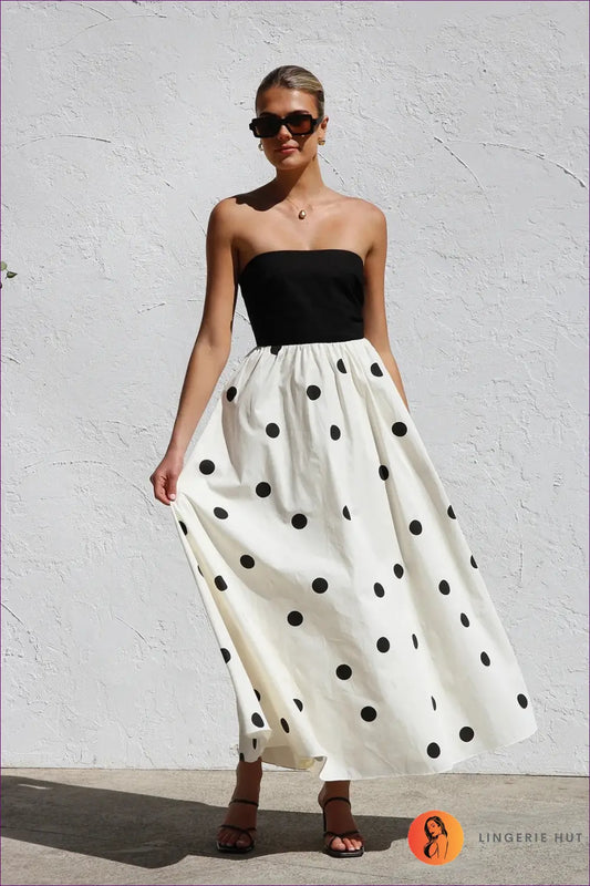 Polka Dot Strapless Maxi Dress - Effortless Summer Mood - s / Multi - Dresses - Lingerie Hut - A-line • Backless