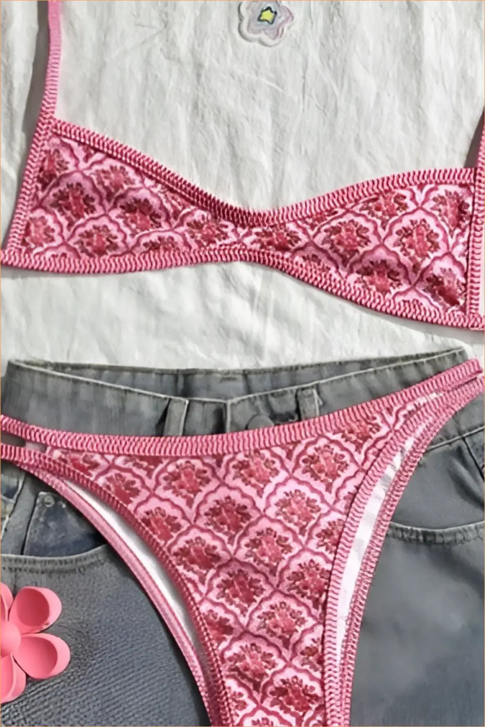 Retro Print Bikini Set - Summer Evenings Sorted - Beachwear • Brazilian • Everyday • Low Waist - Lingerie Hut