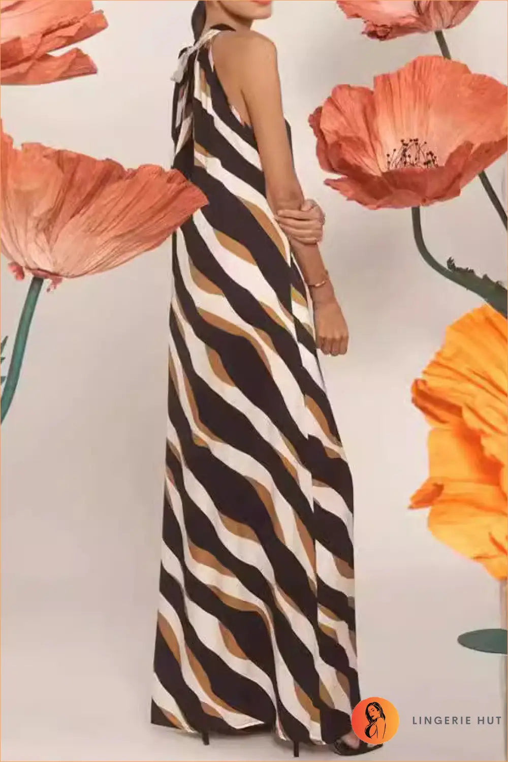 Printed Halter Maxi Dress - Effortless Summer Elegance - Dresses - Boho • Casual • Clothing • Everyday - Lingerie Hut