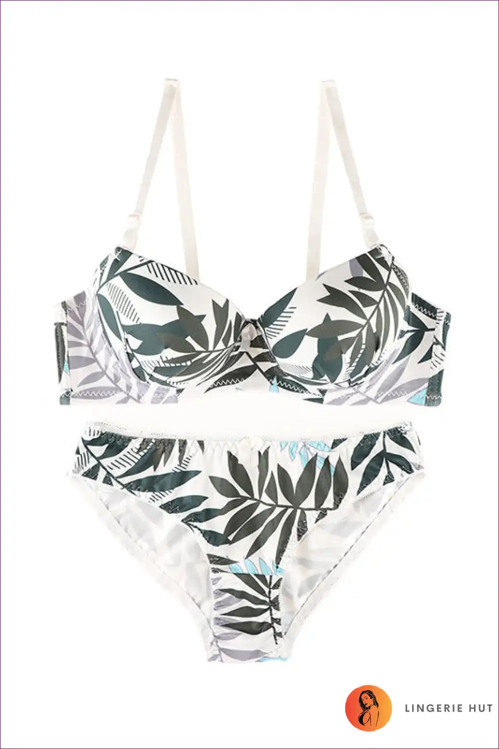 Printed Push-up Bra Set with Adjustable Straps - Modern Chic for Set, Casual, Everyday, just In, Lingerie