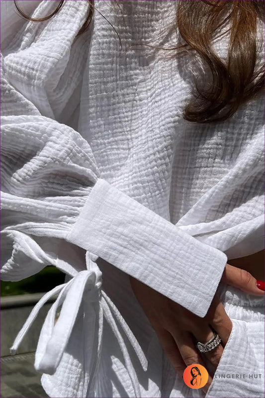 Pyjama Set with Button-front Top - Sunday Morning Ritual for All Season, Casual, Cotton, Everyday,