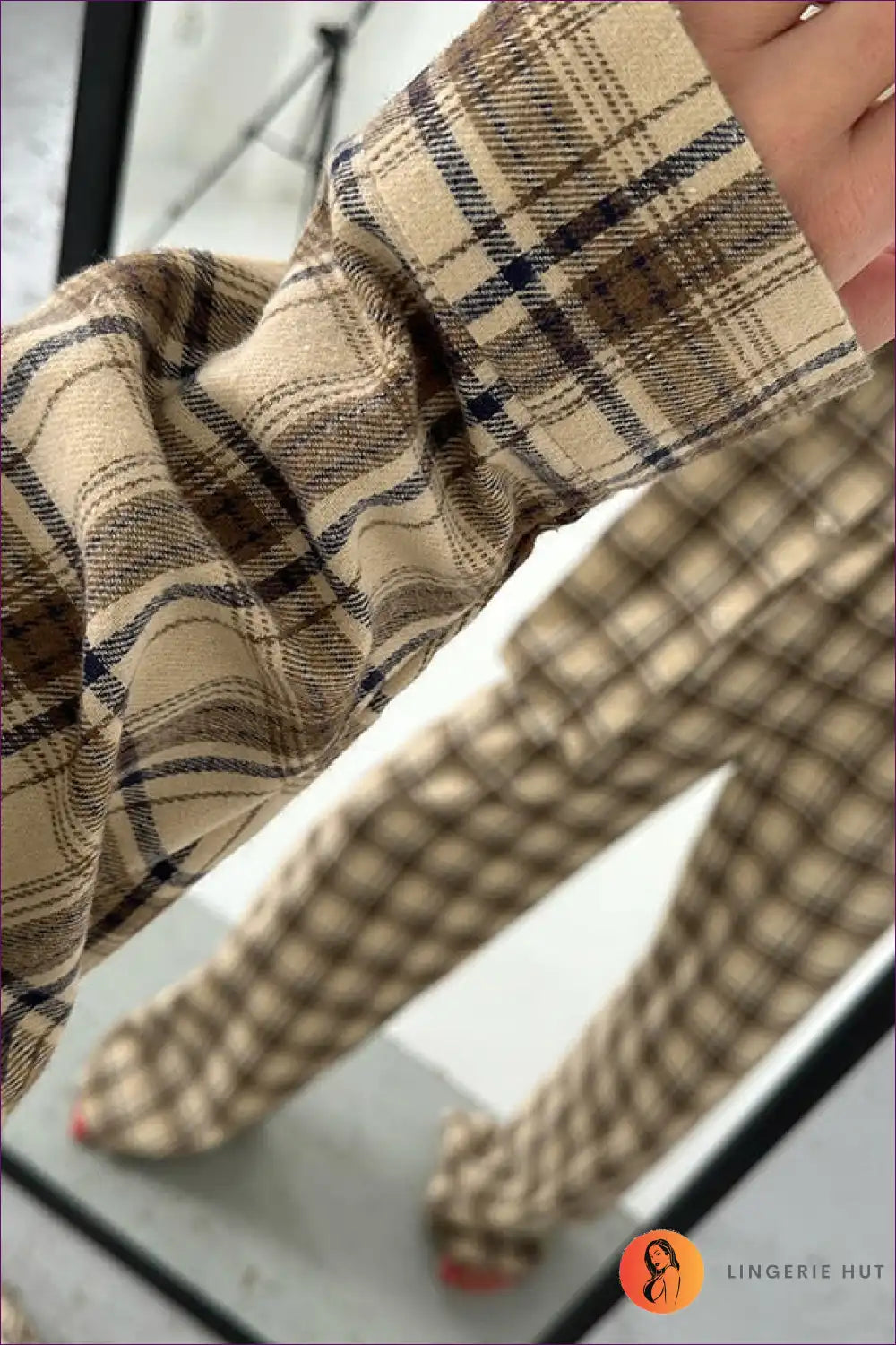 Pyjama Set with Check Pattern - Autumn Comfort for Autumn, Casual, Cotton, Everyday,