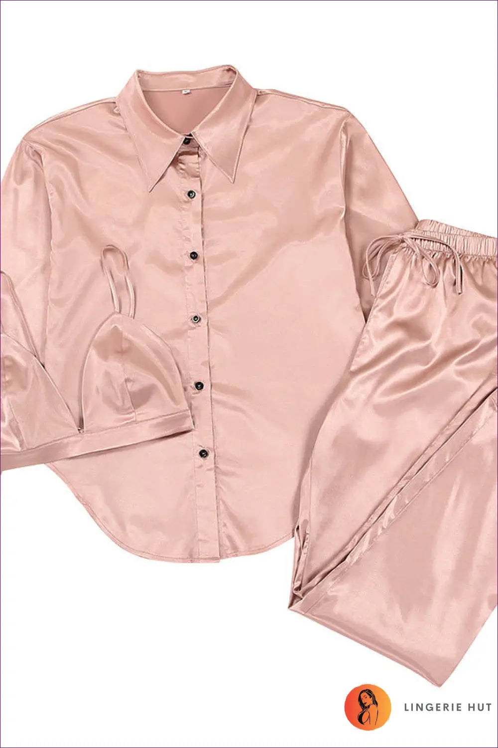 Collared Pyjama Set with Shirt - Effortless Elegance - m / Light Brown - Lingerie Hut - All Season • Casual • Cotton