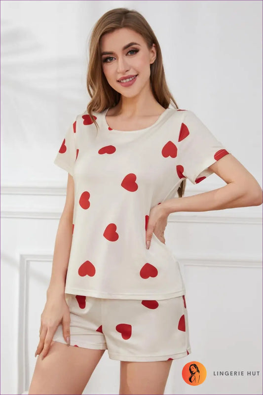 Heart Print Pyjama Set - Sweeten your Evenings in - Lingerie Hut - All Season • Casual • Everyday • Header-fixed