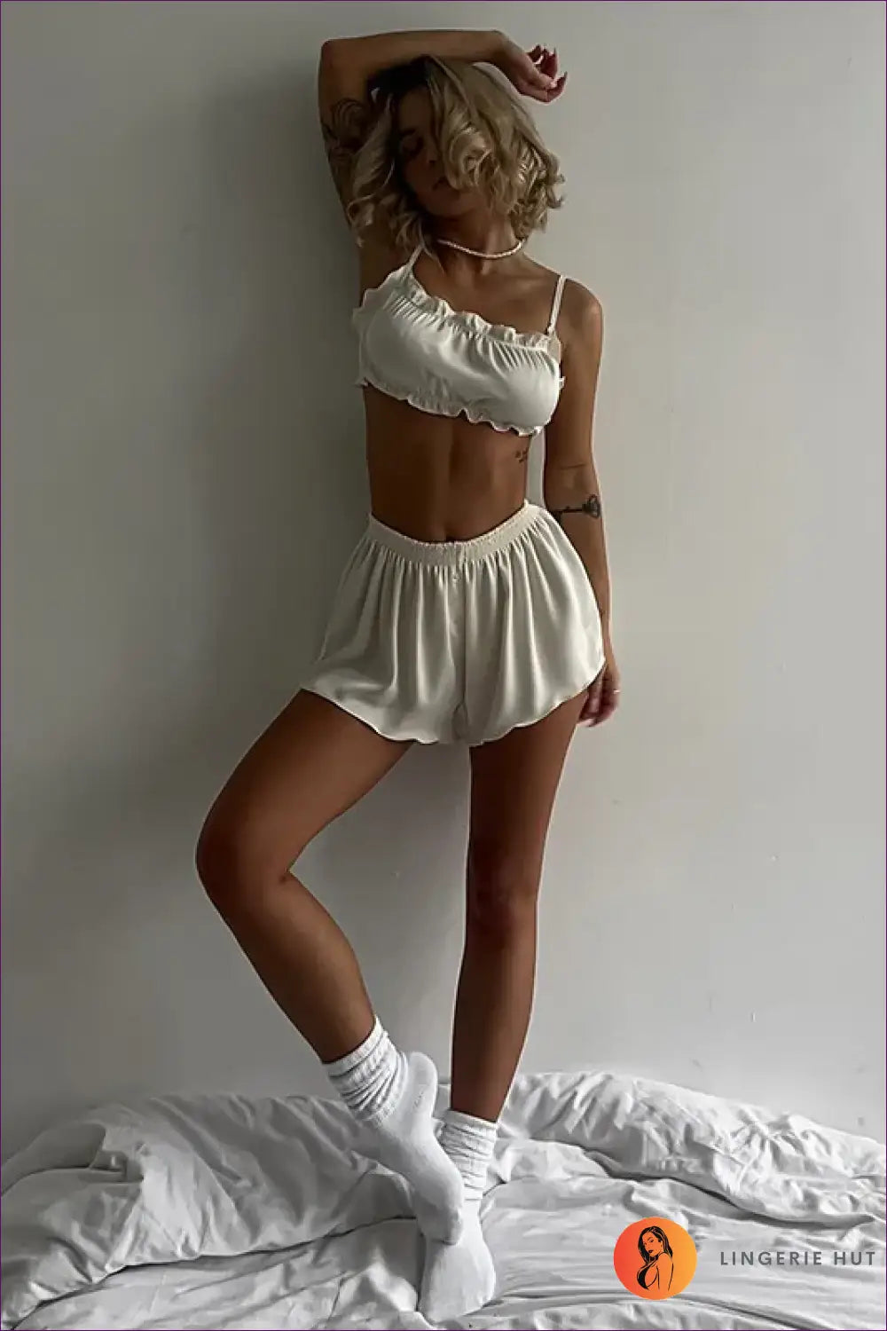 Pyjama Set with Ruffle Trim - Lazy Sunday Ritual - Lingerie Hut - All Season • Casual • Everyday • Loungewear • Modest