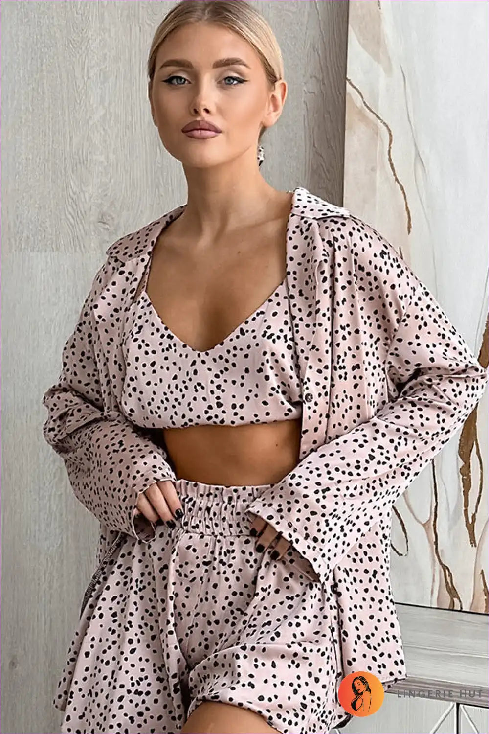 Pyjama Set with Spotted Print - Playful Evenings for Casual, Glamour, just In, Night In, Nightwear