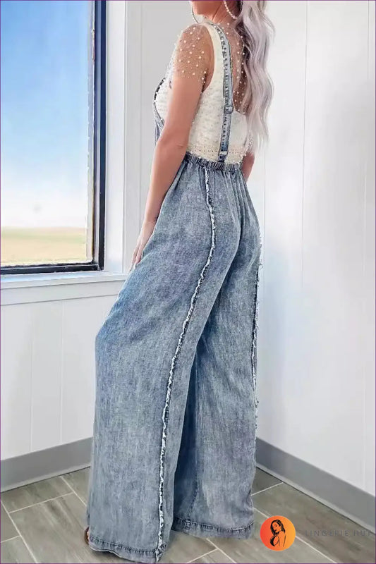 Retro Denim Jumpsuit with Wide Legs - Effortless Everyday Cool - Clothing - Lingerie Hut - All Season • Casual • Cotton