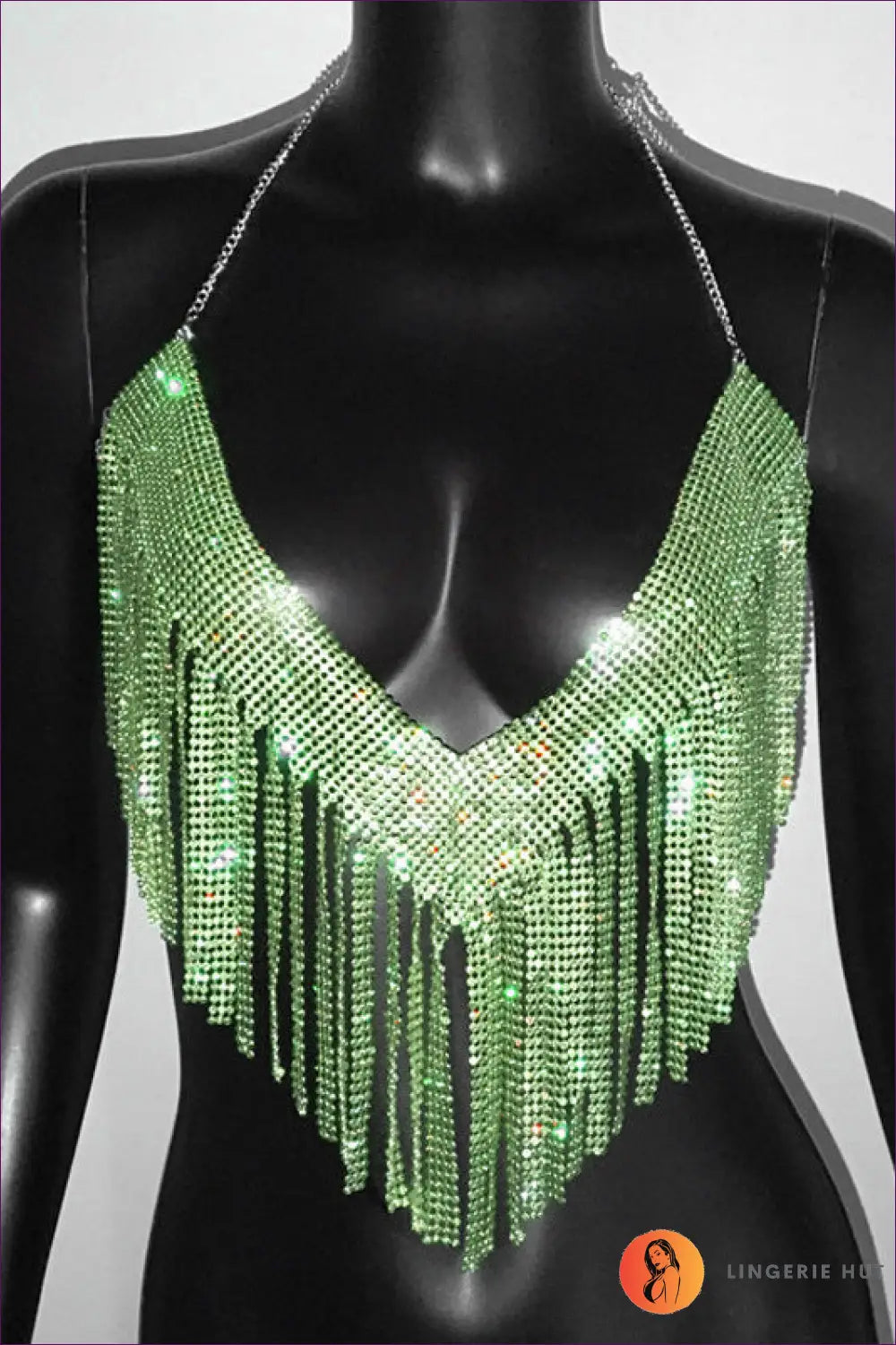Rhinestone Crop Halter Top - Summer Evenings Sorted - one Size / Green - Clothing Tops - Lingerie Hut - Clubwear • Date