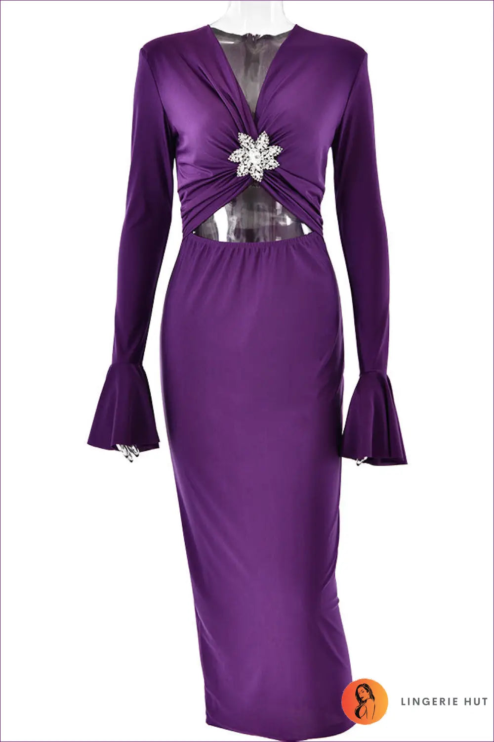 Rhinestone Fishtail Maxi Dress - Understated Glamour - s / Purple - Dresses - Clothing • Cutout • Lingerie Hut