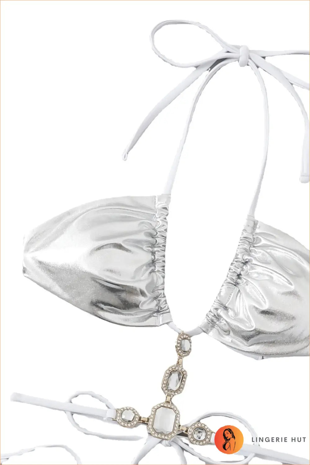 Rhinestone Halter Bikini - Festival Beach Glamour - Cutout • Embellished Bikinis • Lingerie Hut