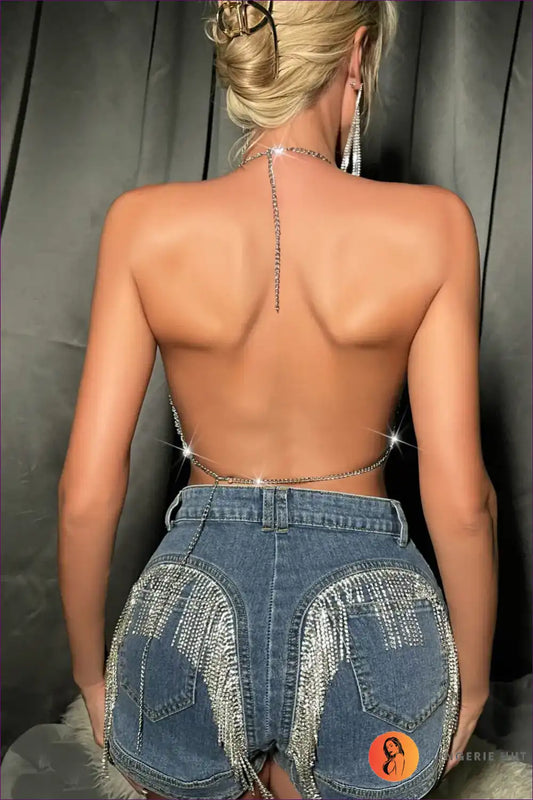 Ready To Outshine Everyone? 🛍️ Snag The Rhinestone Rendezvous Halter Tank And Step Into Your Spotlight. -