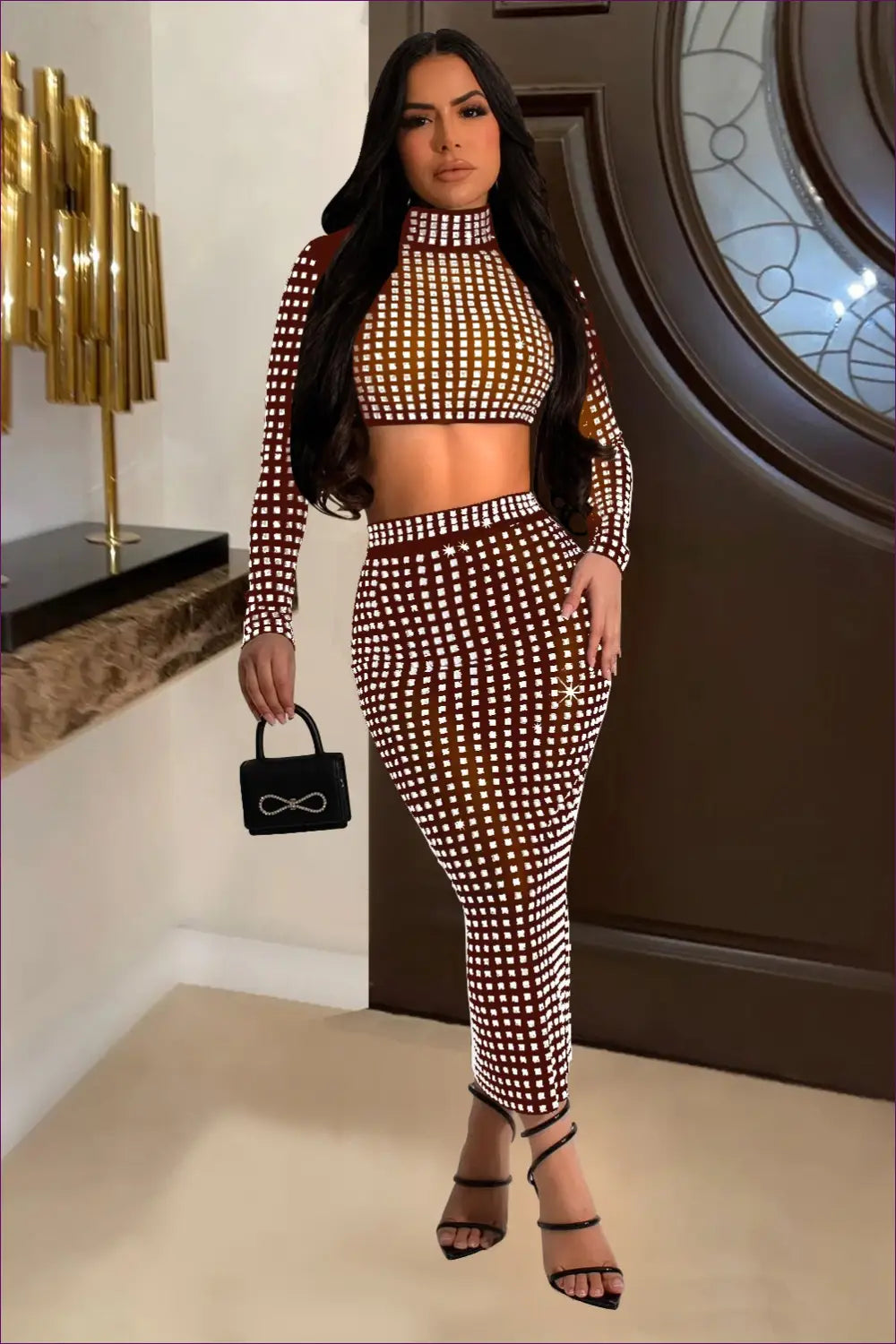 Rhinestone Mesh co Ord Skirt Set - Worth a Second Look - Lingerie Hut - All Season • Clubwear • Cutout • Glamour