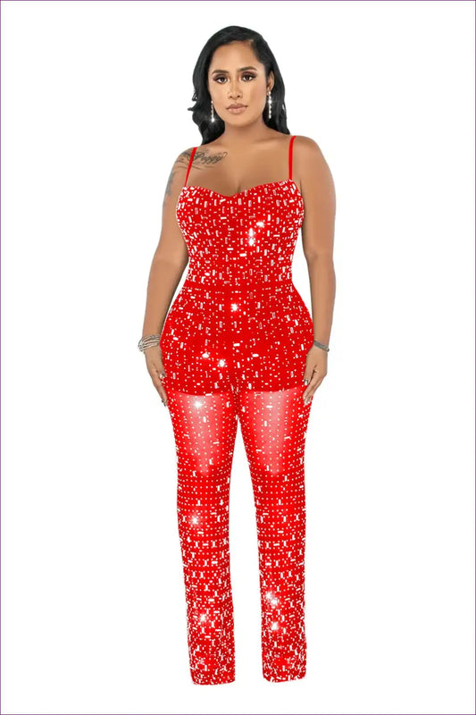Step Into Our Rhinestone Radiance Jumpsuit And Embrace Your Glamorous Side. This Isn’t Just Fashion; It’s