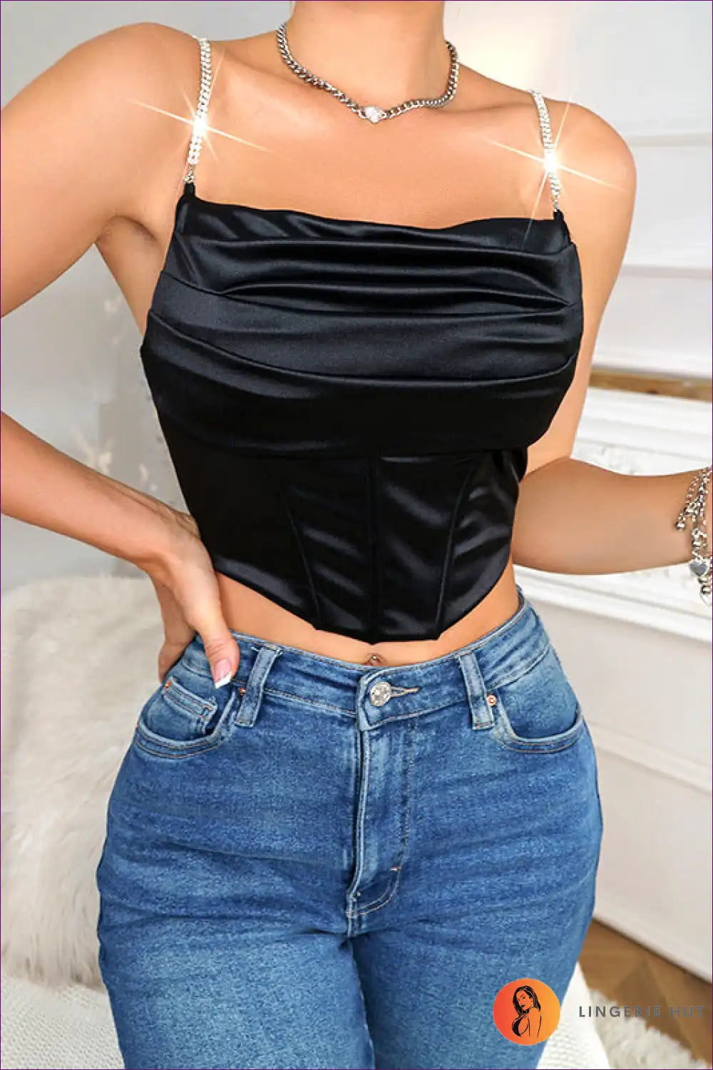 Step Up Your Style Game With Our Rhinestone Rapture Cami! Sexy, Sleek, And Oh-so-chic, It’s The Summer