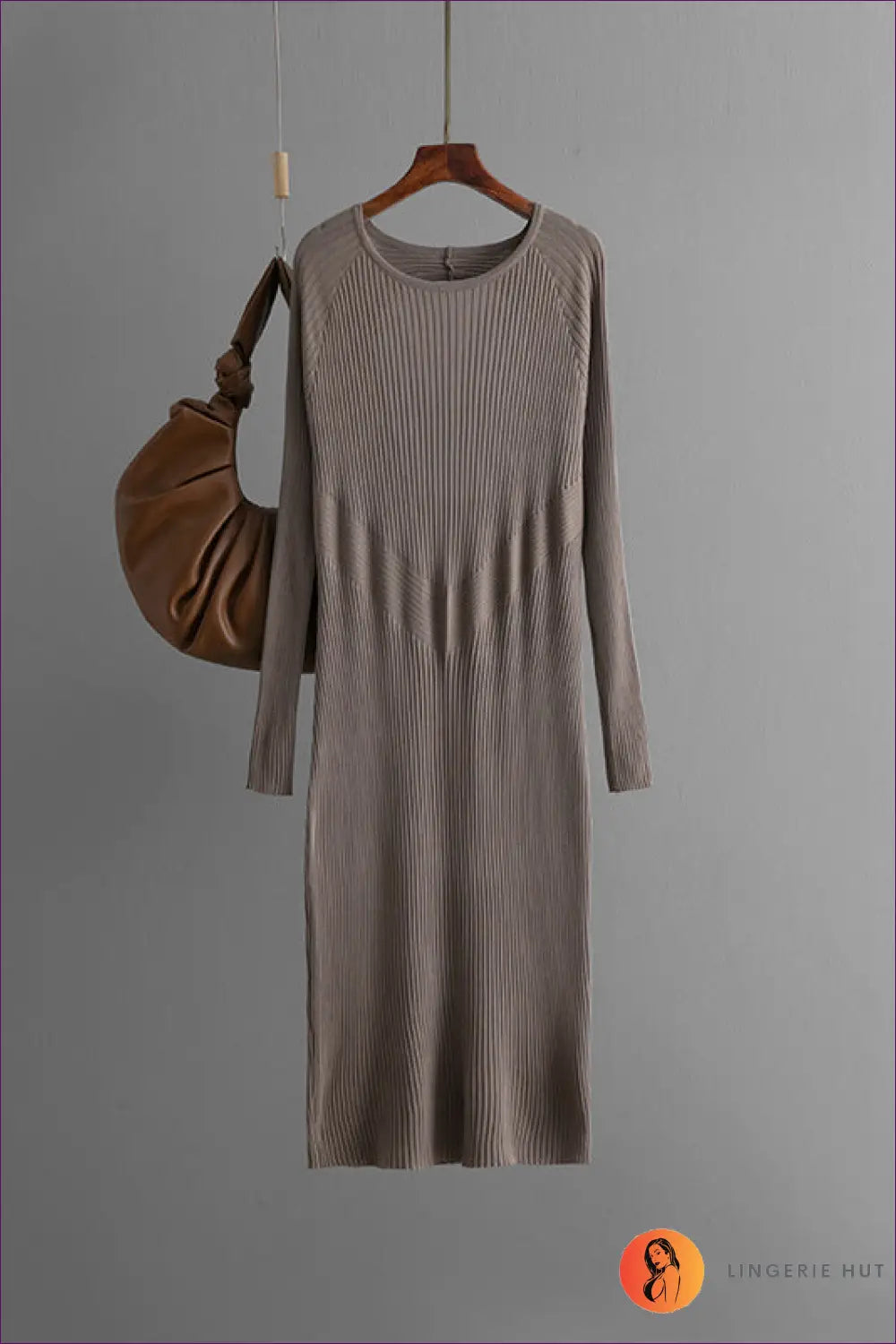 Ribbed Knit Bodycon Midi Dress - Sleek Everyday Layers - one Size / Mud Gray - Dresses - Lingerie Hut - All Season