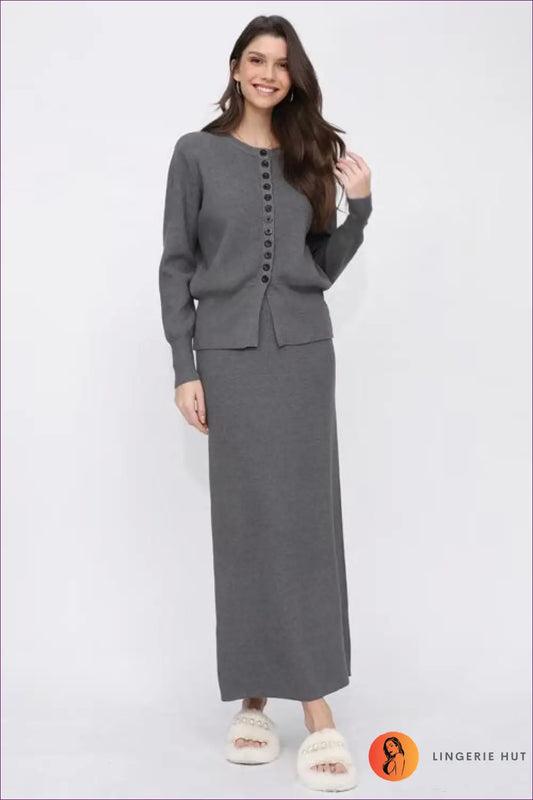 Ribbed Knit co Ord Set - Effortless Everyday Polish - Lingerie Hut - All Season • Autumn • Casual