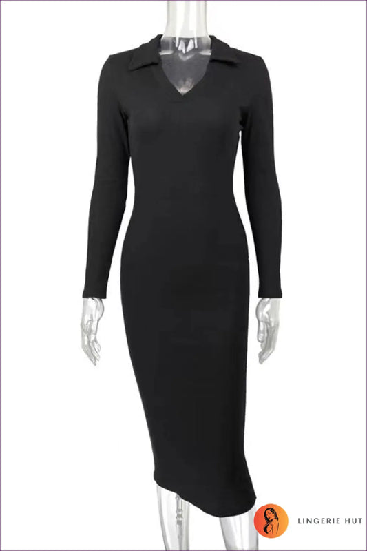 Ribbed Knit Midi Dress - Effortless Elegance for any Occasion - s / Black - Dresses - Lingerie Hut - Autumn • Bodycon
