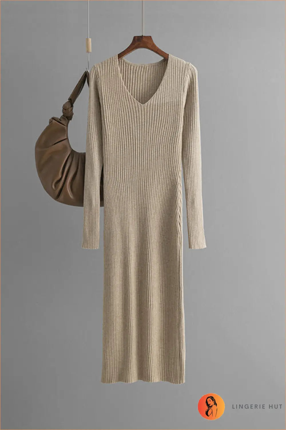 Ribbed Knit Midi Dress - Effortless Everyday Ease - one Size / Khaki - Dresses - All Season • Autumn • Casual