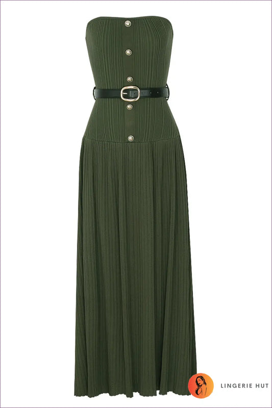 Ribbed Strapless Maxi Dress - Quiet Confidence - s / Army Green - Dresses - Lingerie Hut - A-line • Backless • Casual