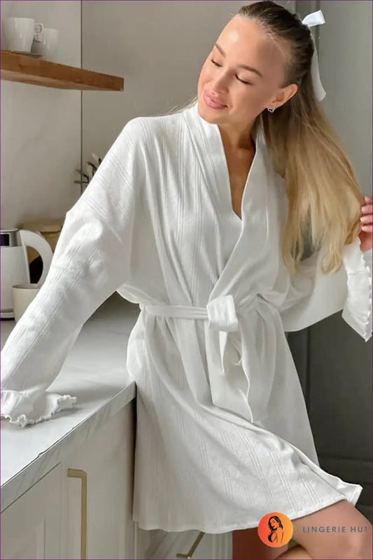 Textured Weave Robe - the Morning Ritual Edit - Lingerie Hut - All Season • Casual • Cotton • Everyday • Header-fixed