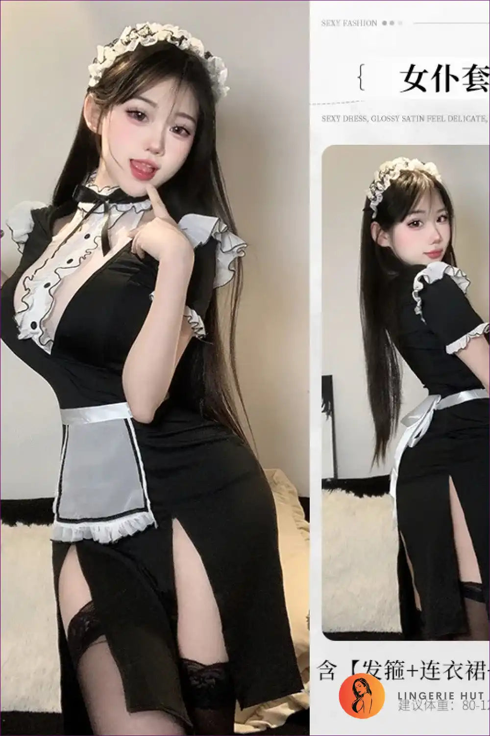 Roleplay Maid Uniform Dress with Flirty Nightwear Silhouette for Everyday, just In, Maid, Mini, Night