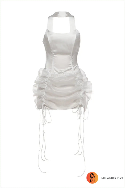 Ruched Mini Dress with Choker Neck - Modern Party Flair - s / White - Dresses - Lingerie Hut - Clubwear • Cutout • Date