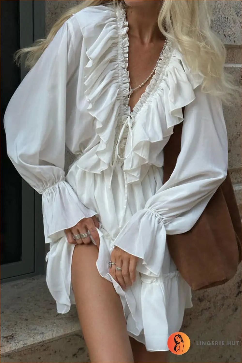 Ruffle Chiffon Mini Dress - Garden Party Ready - Dresses - Lingerie Hut - Casual • Evening Wear • Everyday