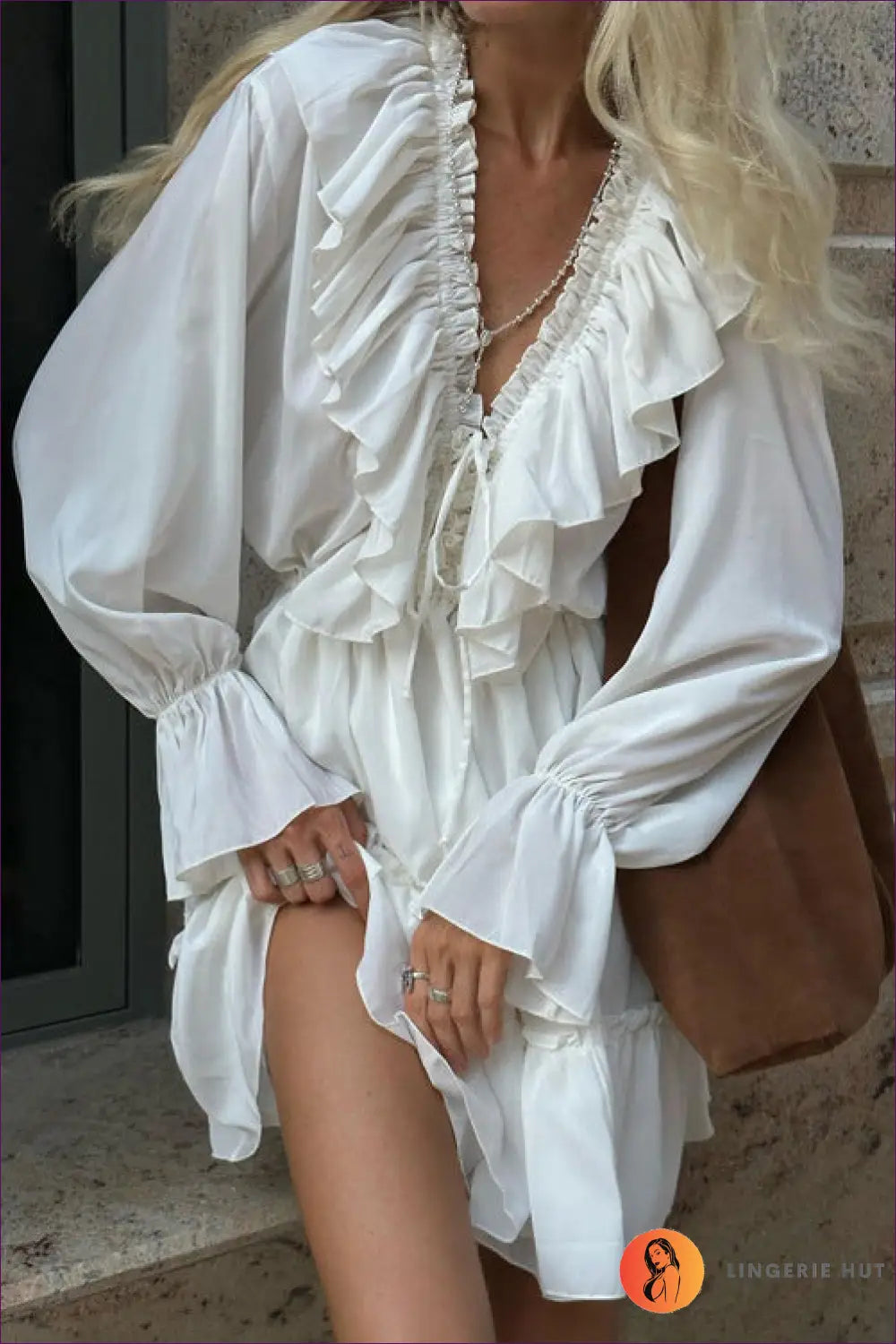 Ruffle Chiffon Mini Dress - Garden Party Ready - Dresses - Lingerie Hut - Casual • Evening Wear • Everyday