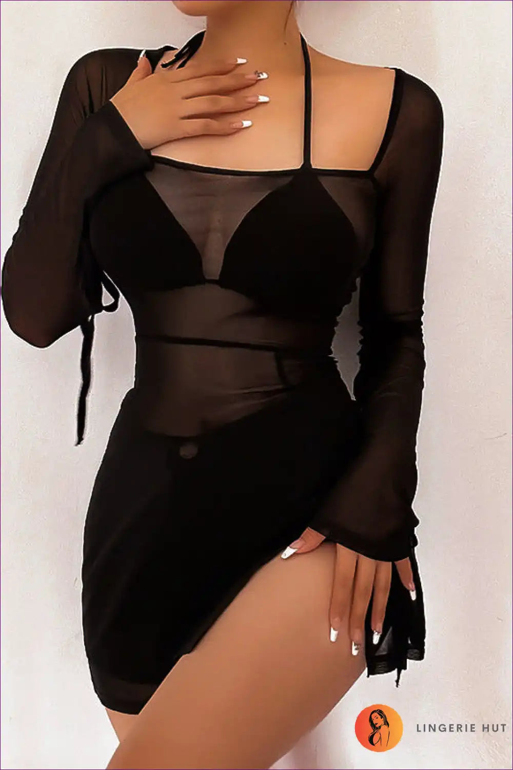 Sassy Black Mesh Mini Dress - Bold And Playful