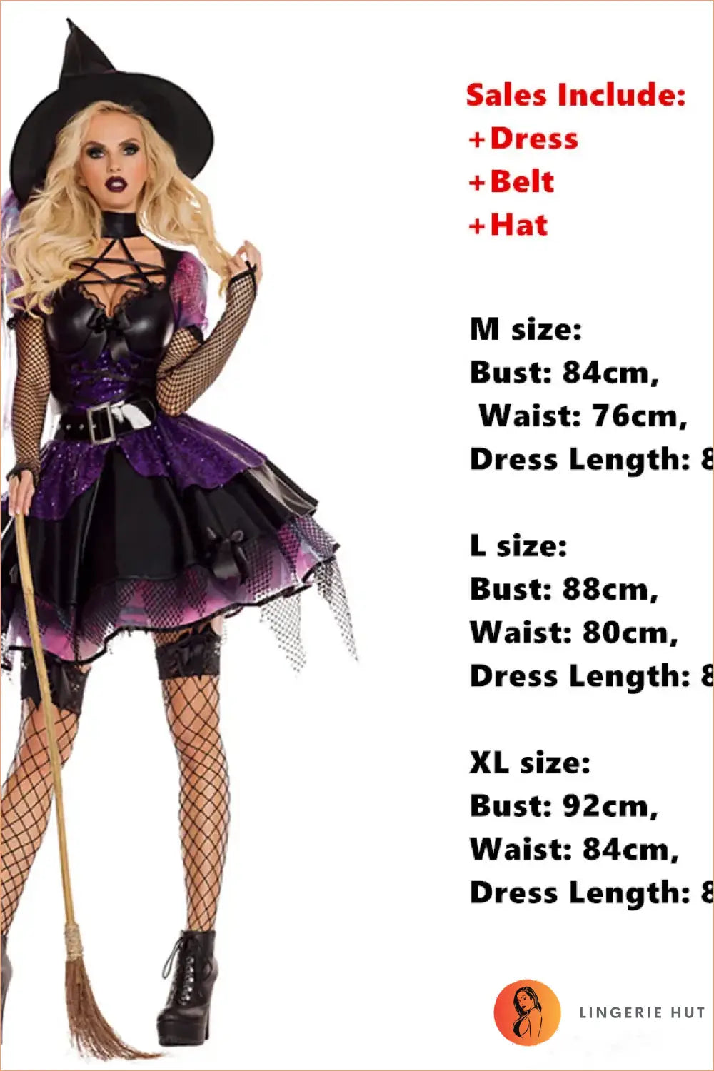 Witch Costume with Hat and Broom - Lavender / m - Bra Set - Boudoir • Cutout • Everyday • Glamour - Lingerie Hut