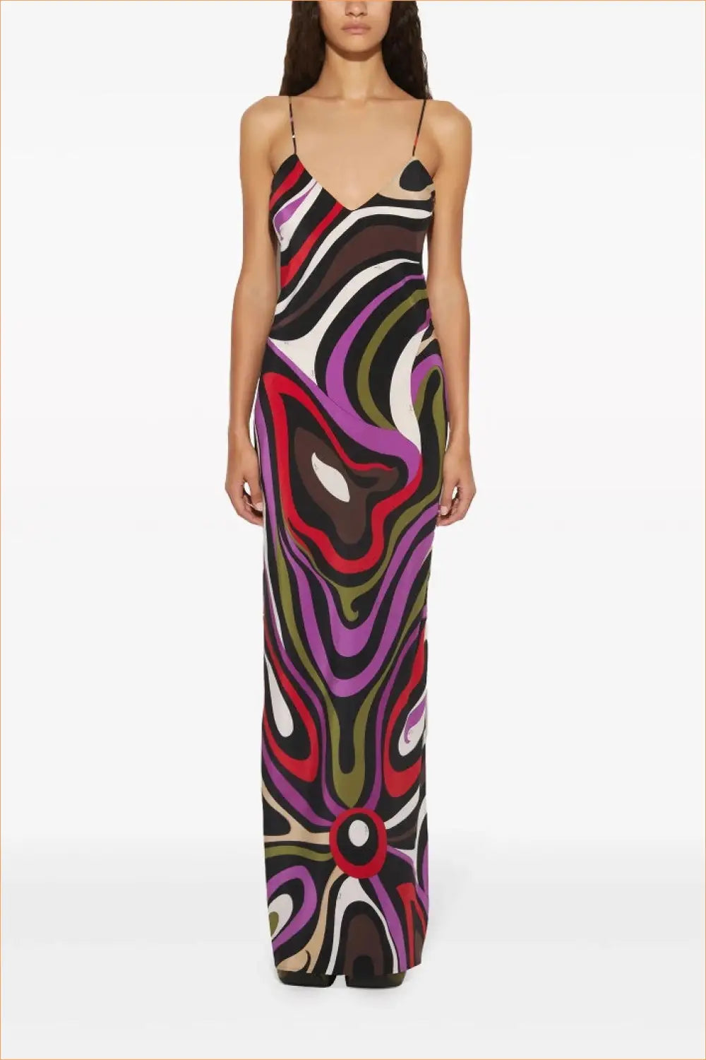 Satin Maxi Slipdress with Abstract Print - Understated Glamour - Dresses - Clothing • Dress • Elegant • Lingerie Hut